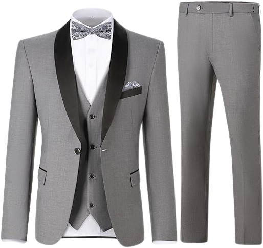 3 Piece Slim Fit Suit with Bow Tie