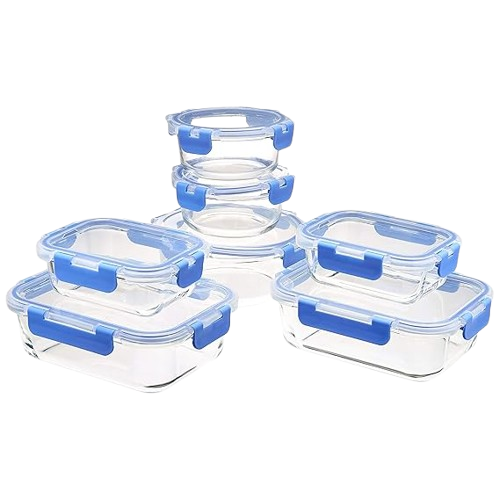 Glass Food Storage Containers with Locking Lids, Set of 14