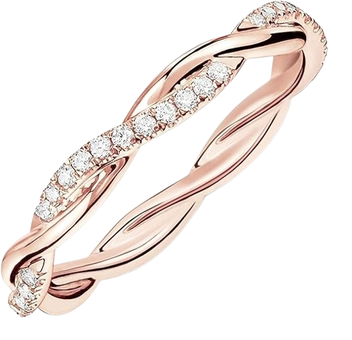 Cubic Zirconia Twisted Rope Eternity Band for Women