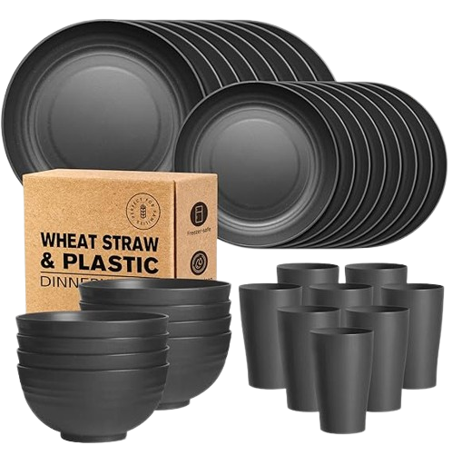 Kitchen Plastic Wheat Straw Dinnerware Set