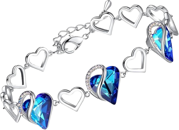 Love Heart Bracelets, Crystal Bracelet for Women